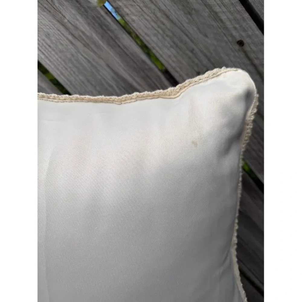 Boho Unbranded Throw Pillow Unisex OS Cream Crochet Floral Lace Cottagecore
